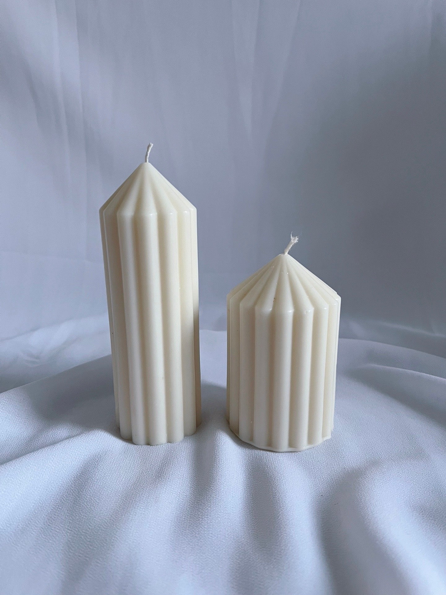 2 x Mini Ribbed Pillar Candle Set