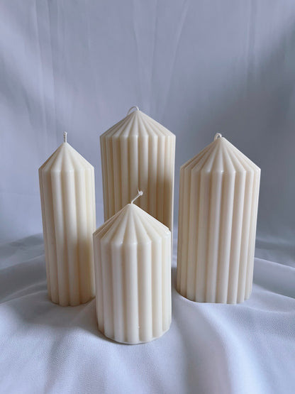 2 x Mini Ribbed Pillar Candle Set