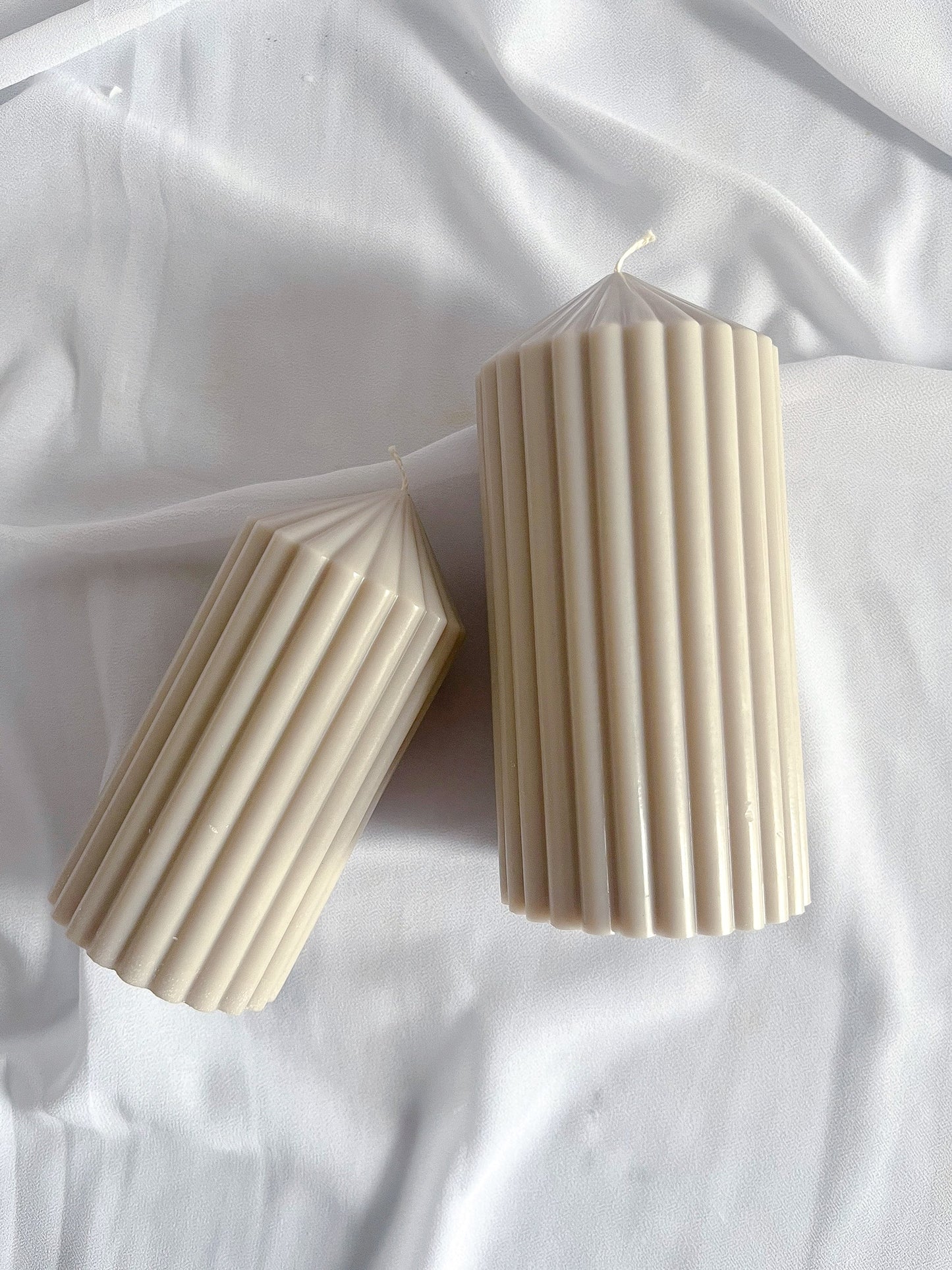 STONE Ribbed Pillar Candles - Decorative Candles