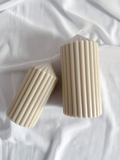 STONE Ribbed Pillar Candles - Decorative Candles