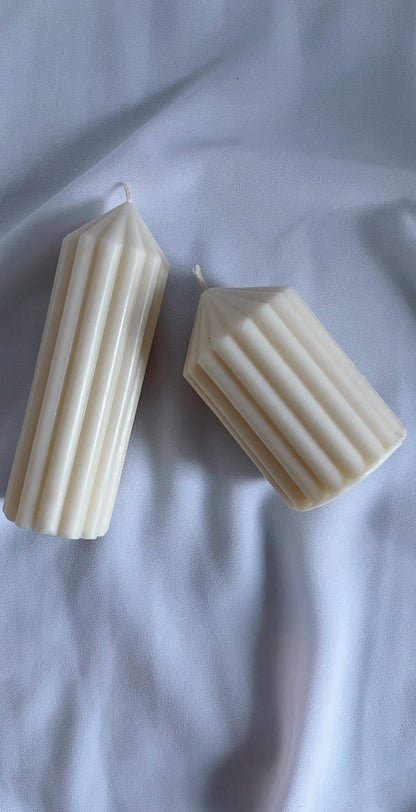2 x Mini Ribbed Pillar Candle Set