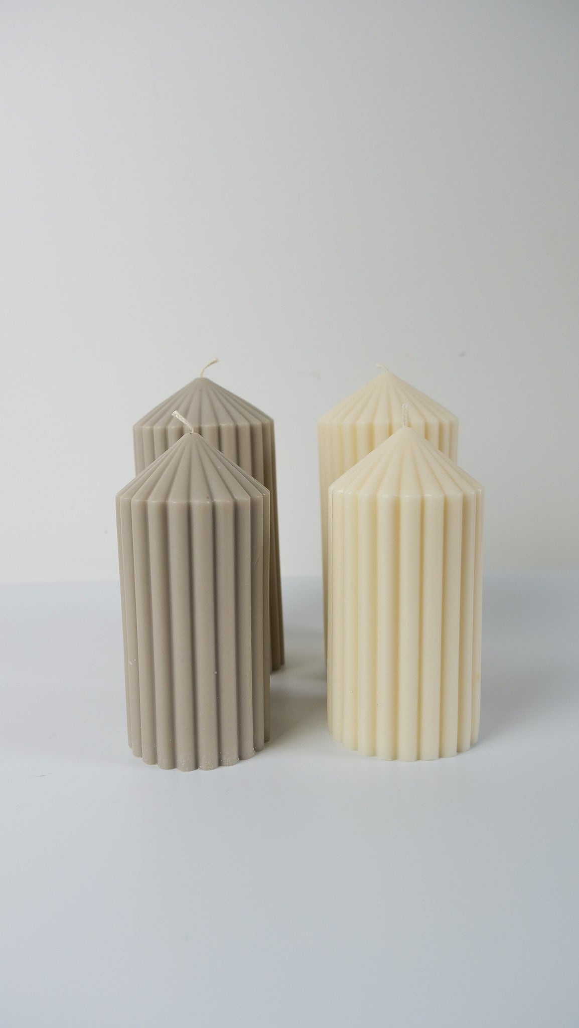 CREAM Ribbed Pillar Candles - Decorative Candles,