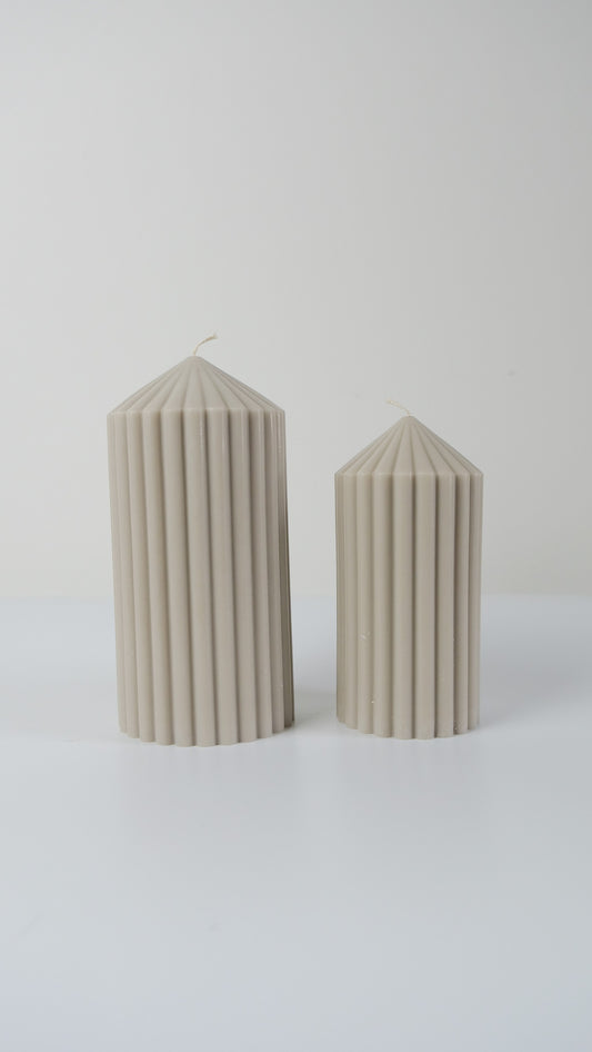 STONE Ribbed Pillar Candles - Decorative Candles