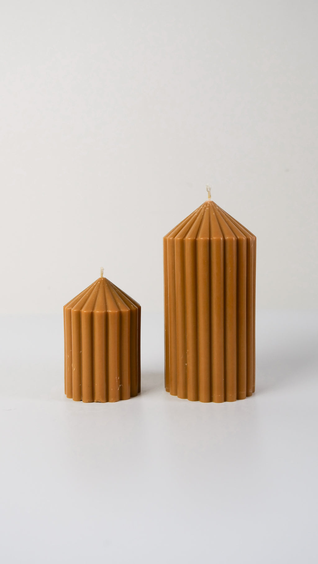 CARAMEL Ribbed Pillar Candles