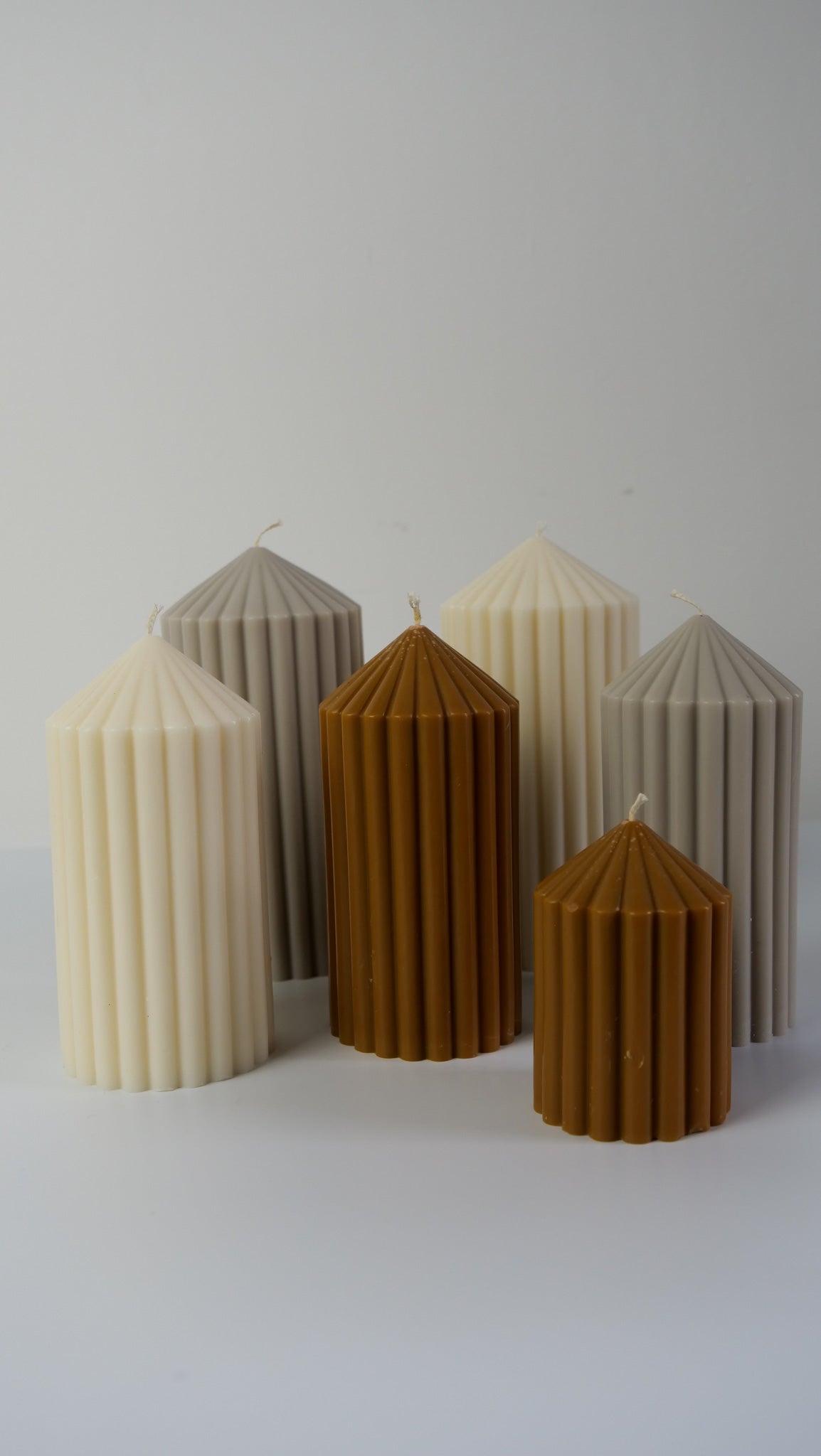 CREAM Ribbed Pillar Candles - Decorative Candles,